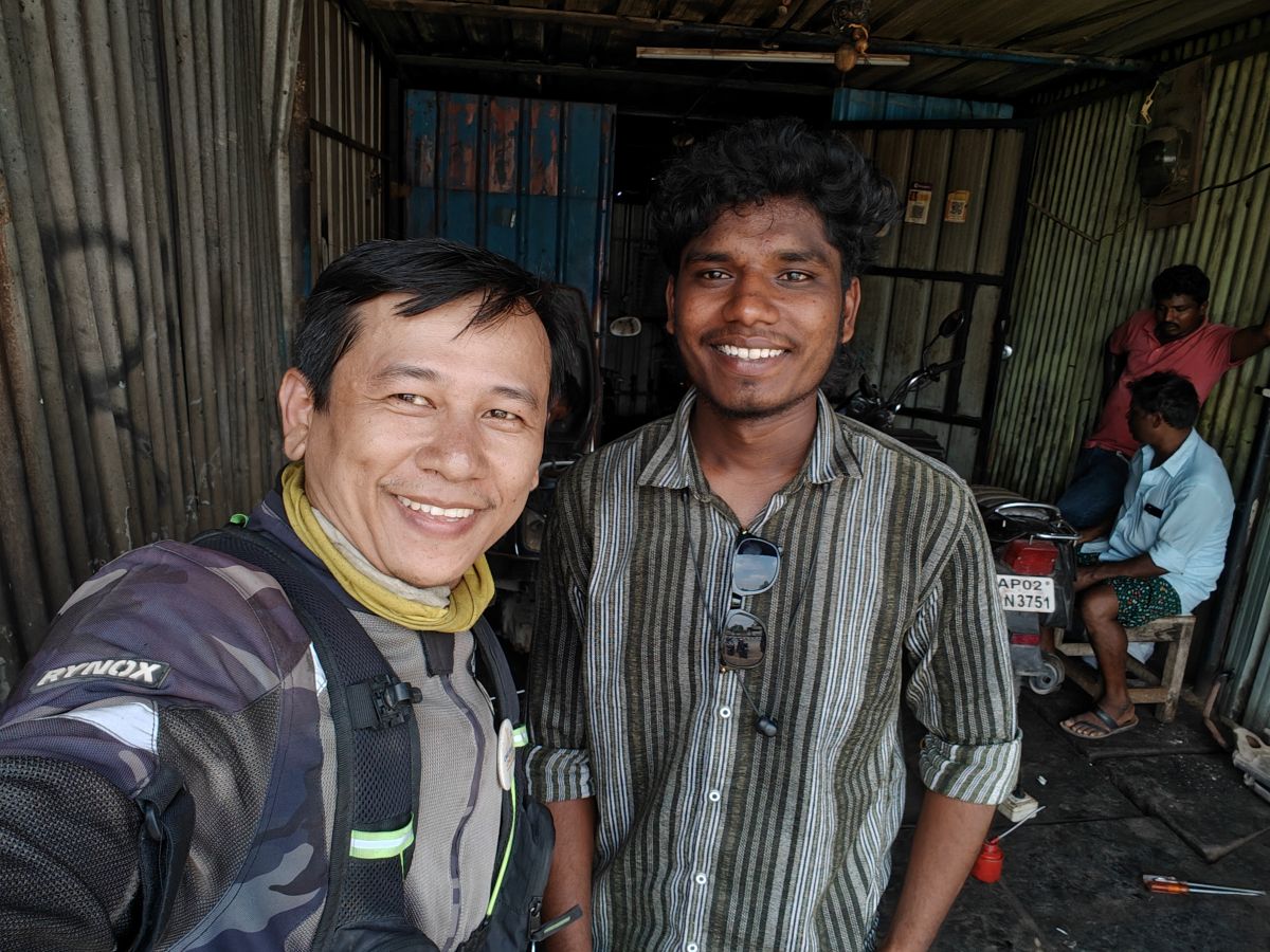 At the Puncture shop in Andhra Pradesh
